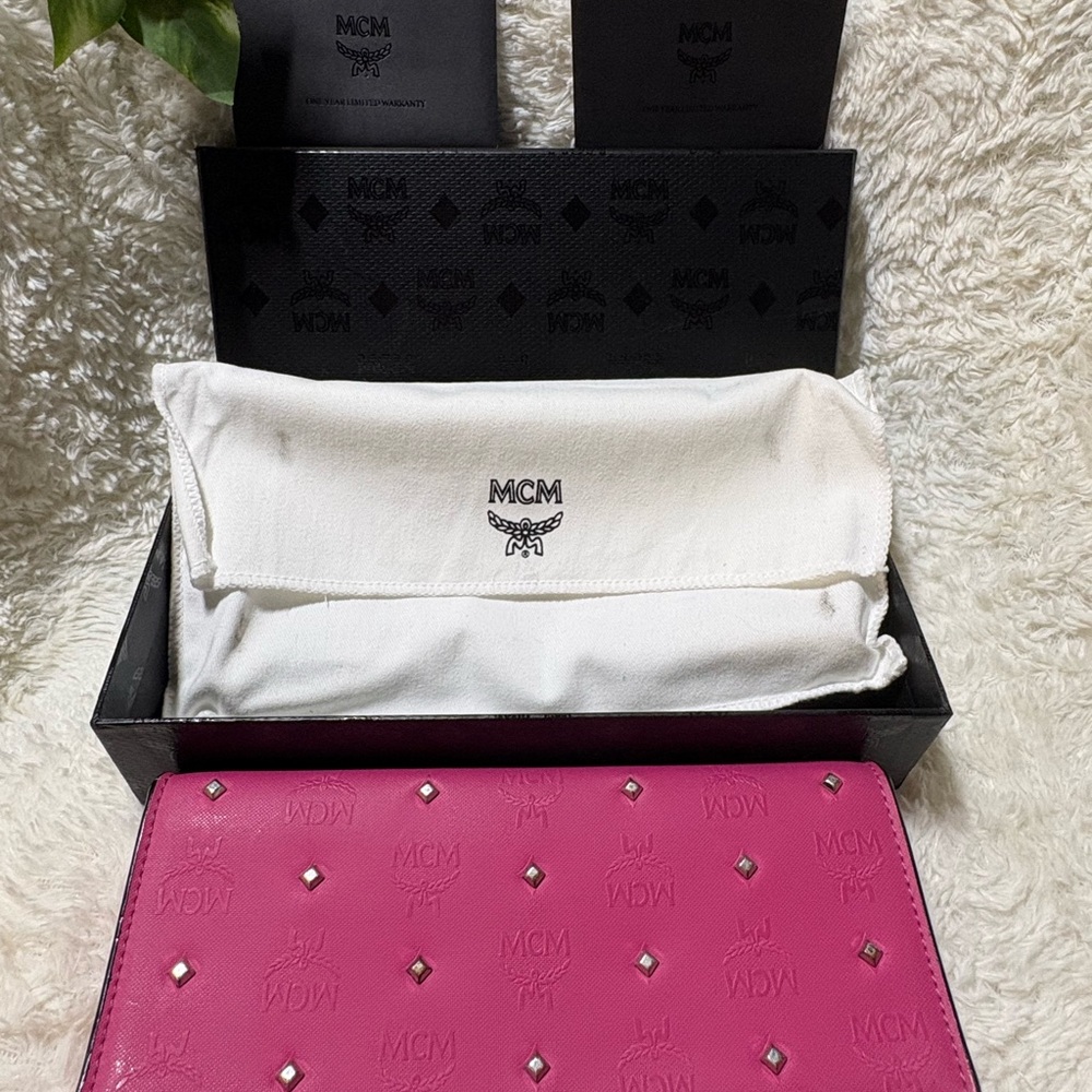 MCM Fuchsia Studded Wallet - Picture 2 of 6